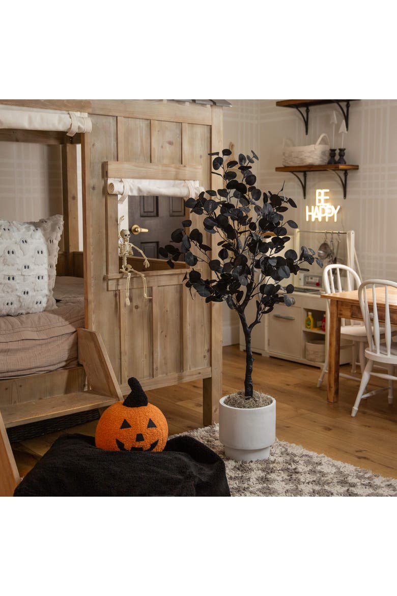 4-ft Artificial Halloween Black Eucalyptus Tree, Alternate, color, Black