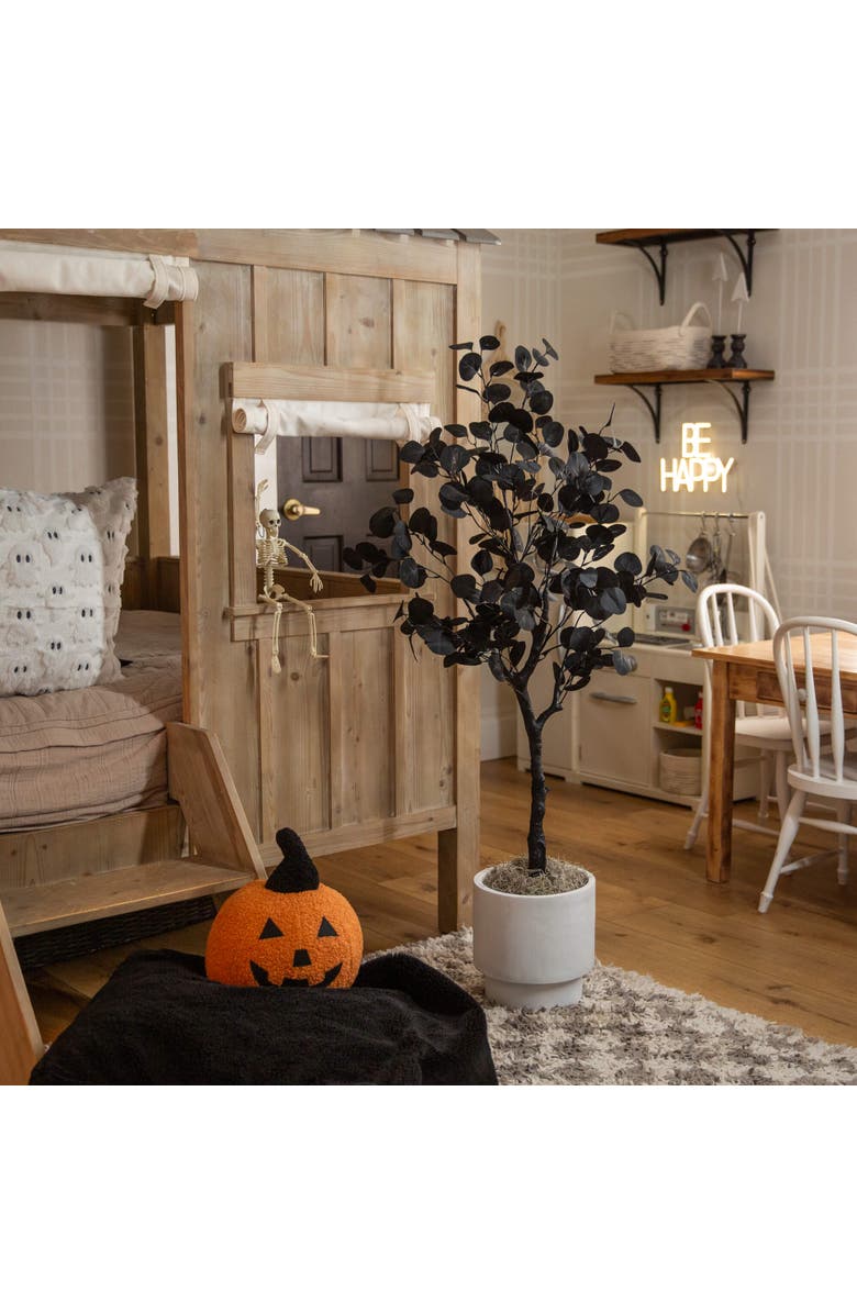 NEARLY NATURAL 4-ft Artificial Halloween Black Eucalyptus Tree, Alternate, color, Black