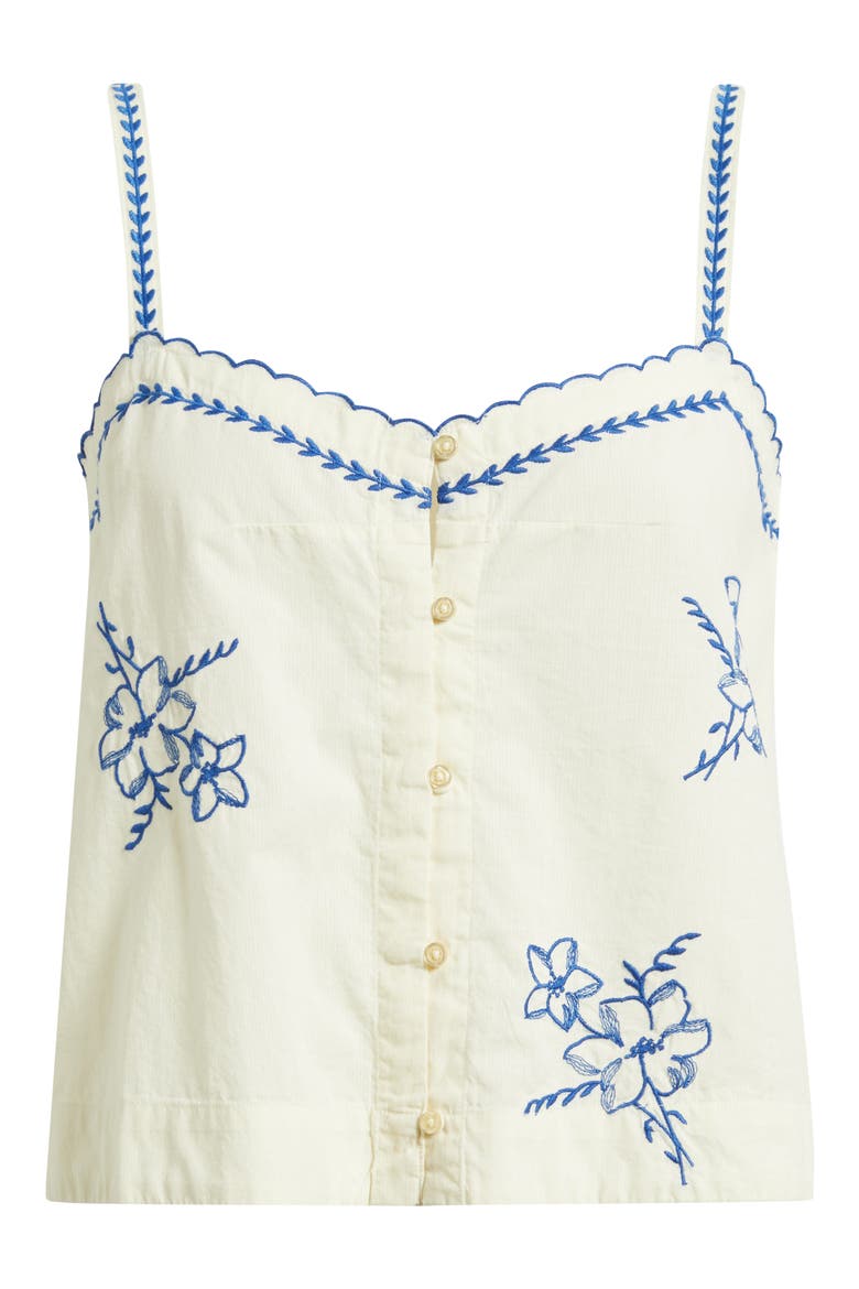 The Weekend Floral Embroidered Button-Up Top, Alternate, color, CREAM