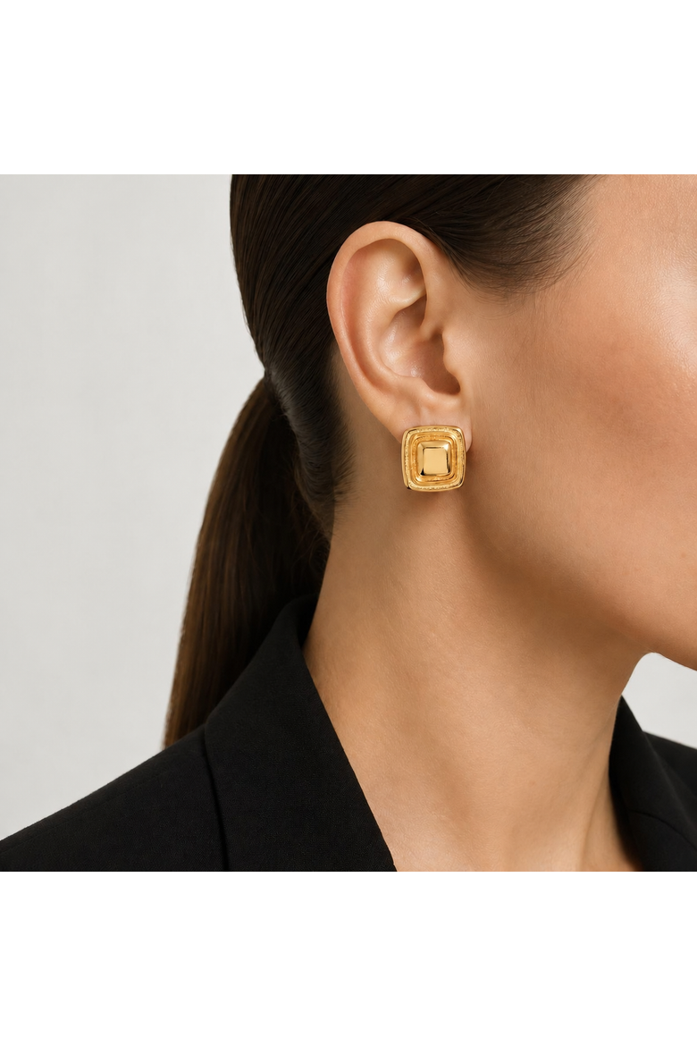 Noa Sqaure Earrings, Alternate, color, Silver Two Tone