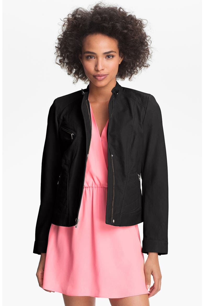 Leather Moto Jacket, Main, color, BLACK