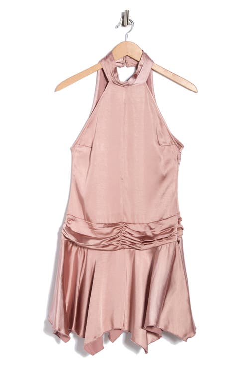 Satin Halter Drop Waist Minidress
