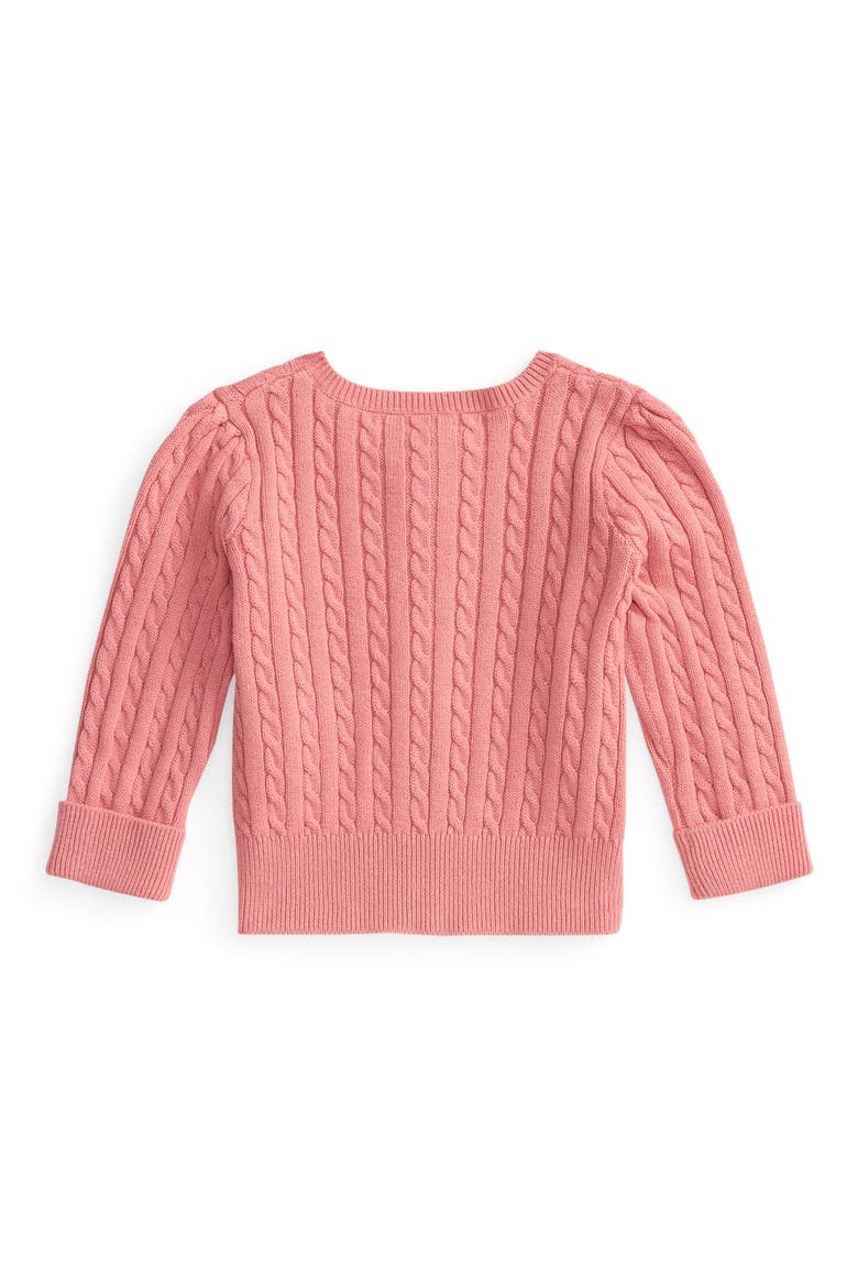 Mini Cotton Cable Cardigan, Alternate, color, DESERT ROSE
