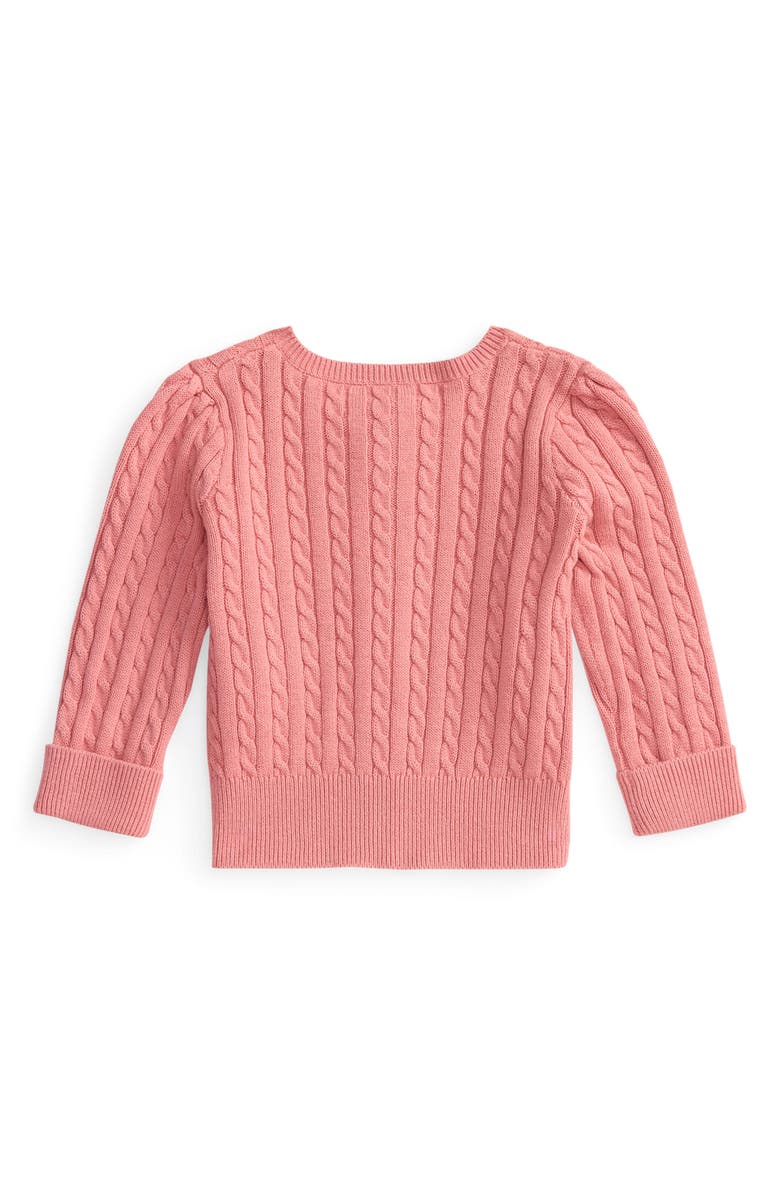 Ralph Lauren Mini Cotton Cable Cardigan, Alternate, color, Desert Rose