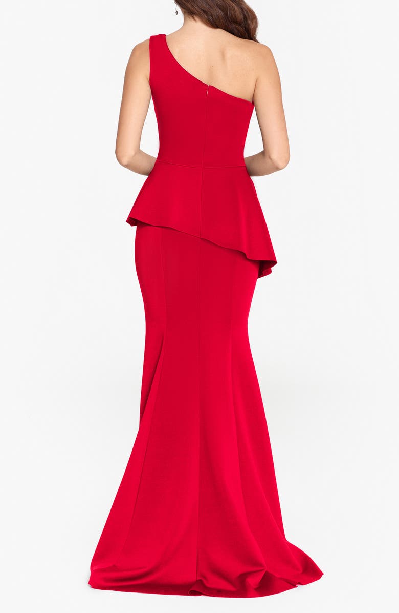 Betsy & Adam One-Shoulder Scuba Crepe Mermaid Gown, Alternate, color, 