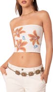 EDIKTED Tiger Lily Print Cotton Tube Top