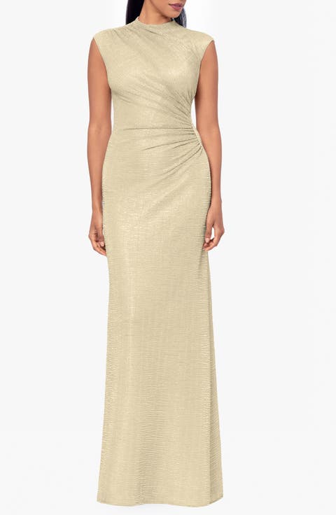 Metallic Ruched Sheath Gown (Petite)