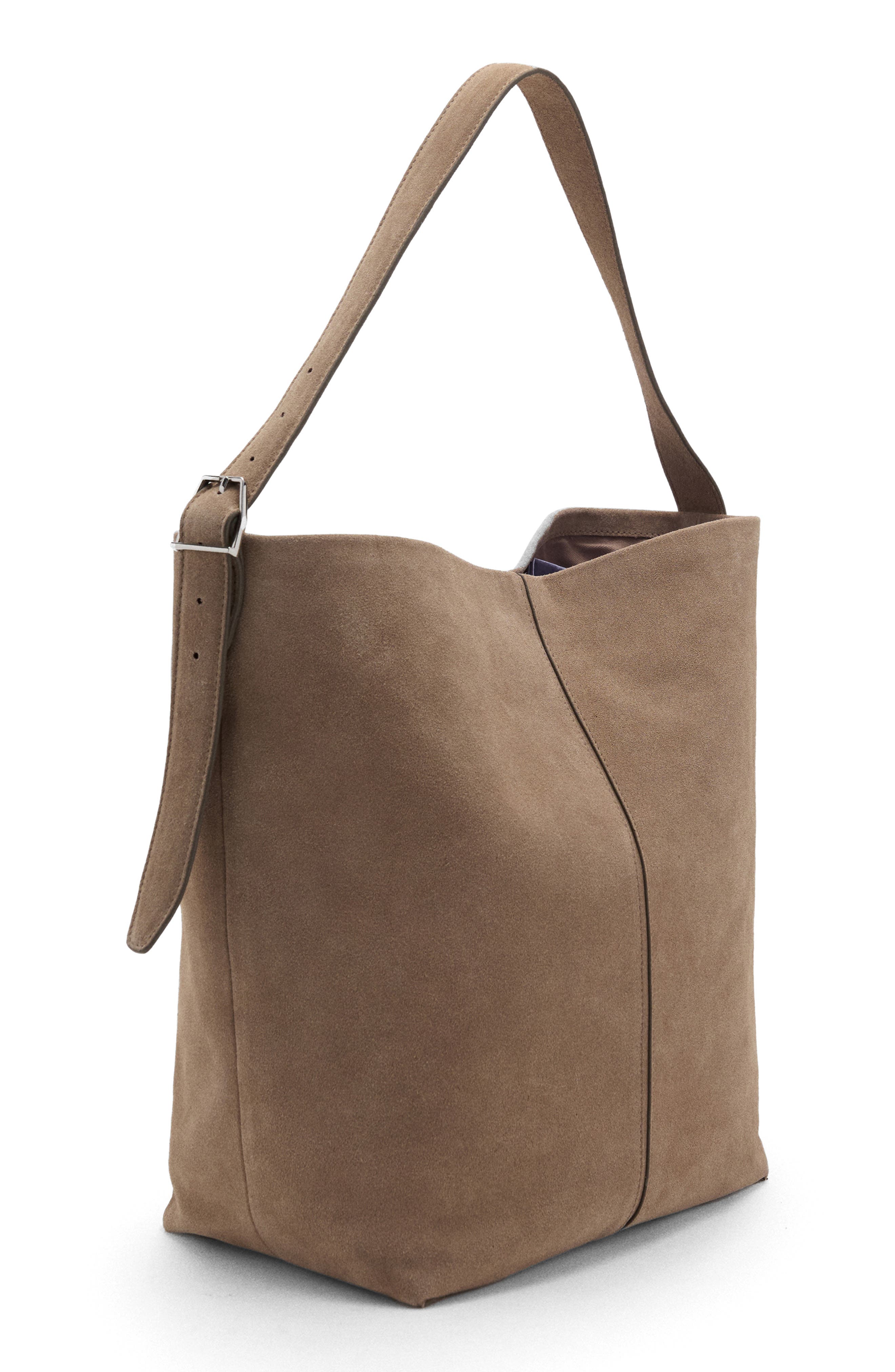 MANGO Suede Tote Bag, Alternate, color, 