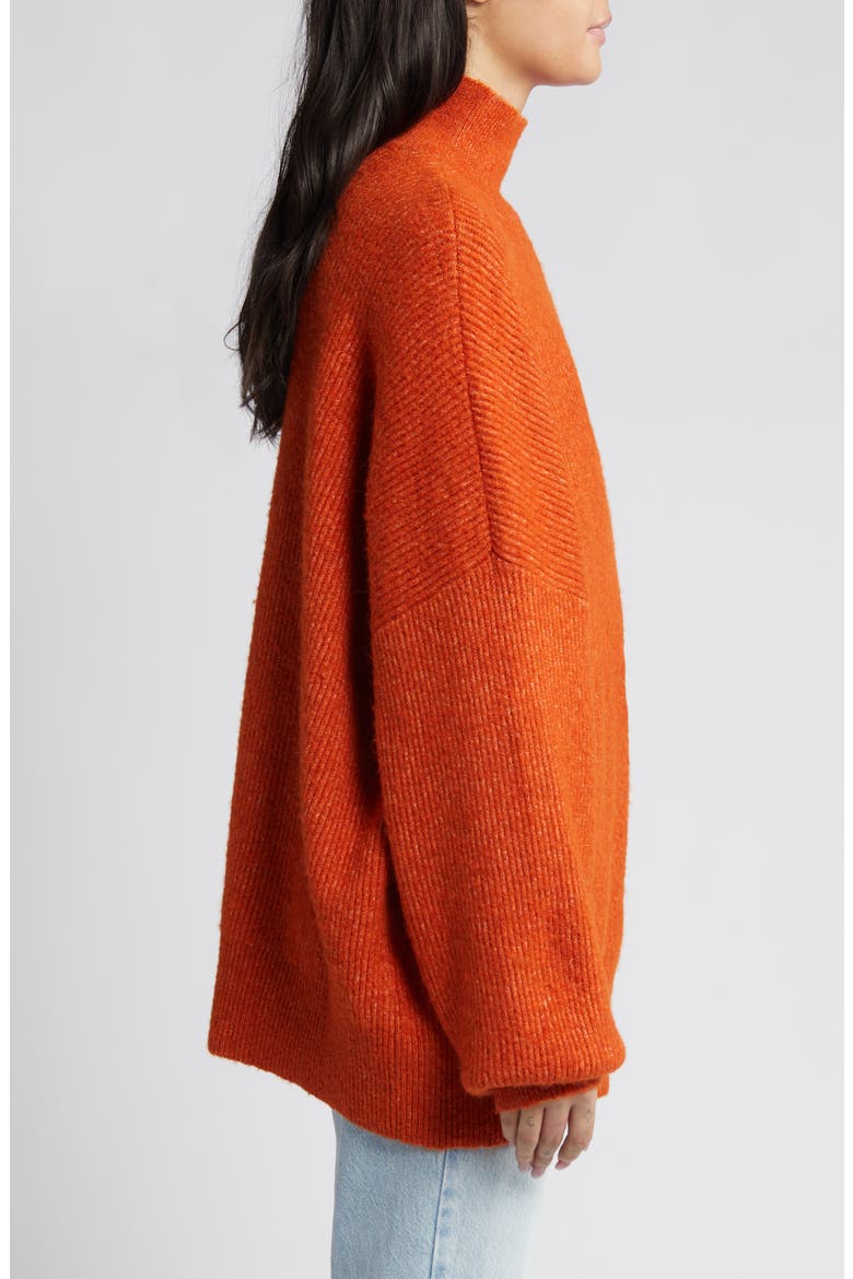 Funnel Neck Rib Sweater, Alternate, color, ORANGE