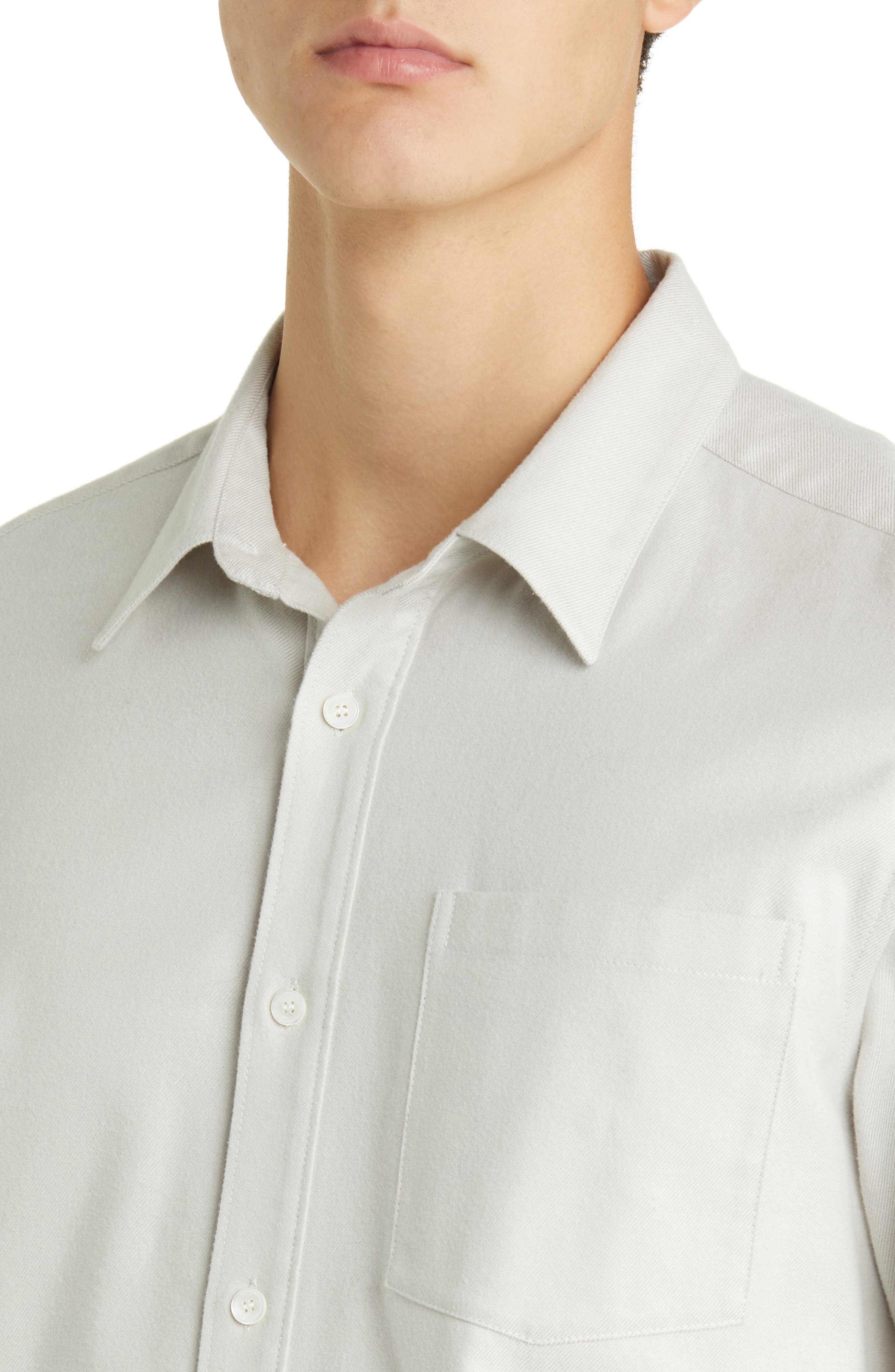 Brushed Cotton Blend Button-Up Shirt - image 2