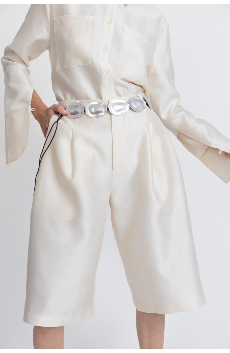 Alas Oversized Silk-Wool Bermuda shorts, Main, color, Cream White