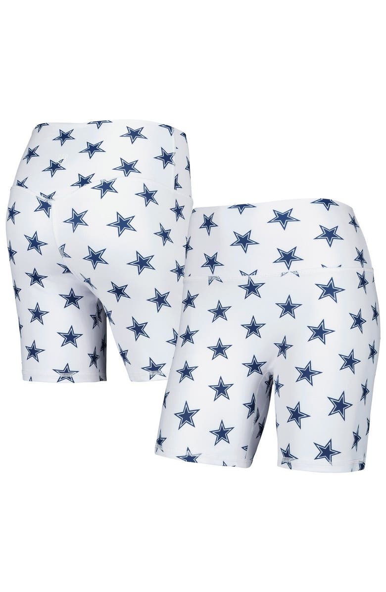 KADYLUXE Women's White Dallas Cowboys Allover Print Biker Shorts, Main, color, White