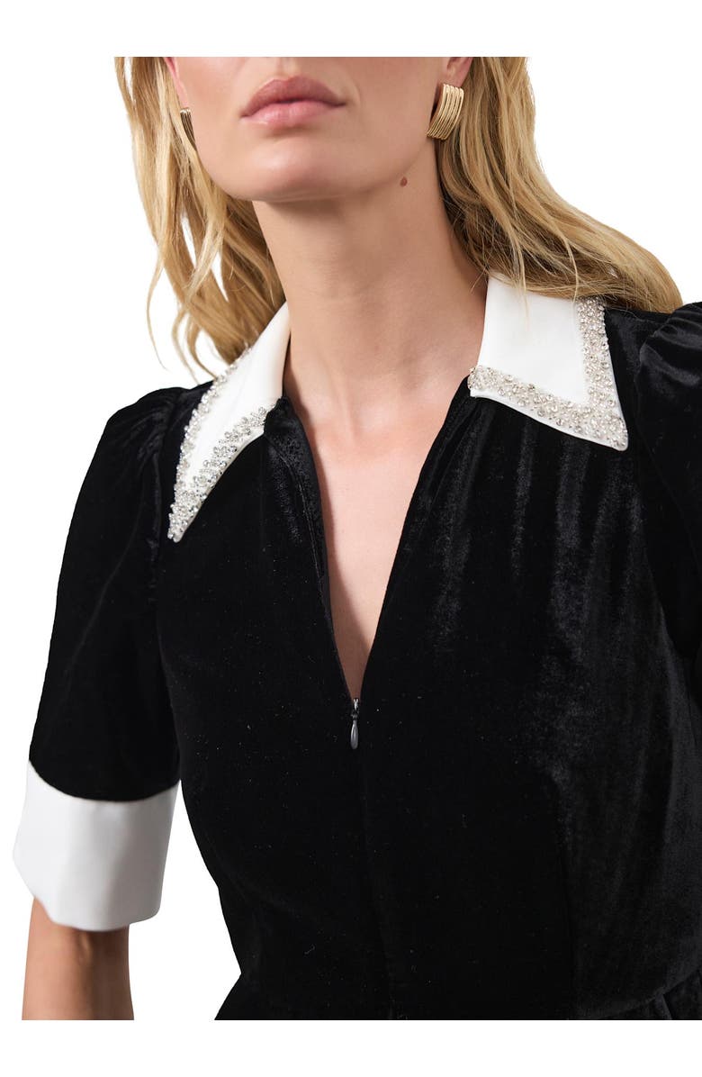 MINT VELVET Velvet Embellished Jumpsuit, Alternate, color, Black