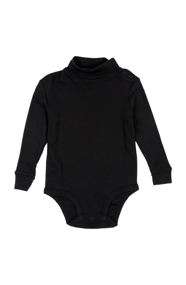 Leveret Baby Turtleneck Bodysuit, Cotton Long Sleeve, Main, color, Black
