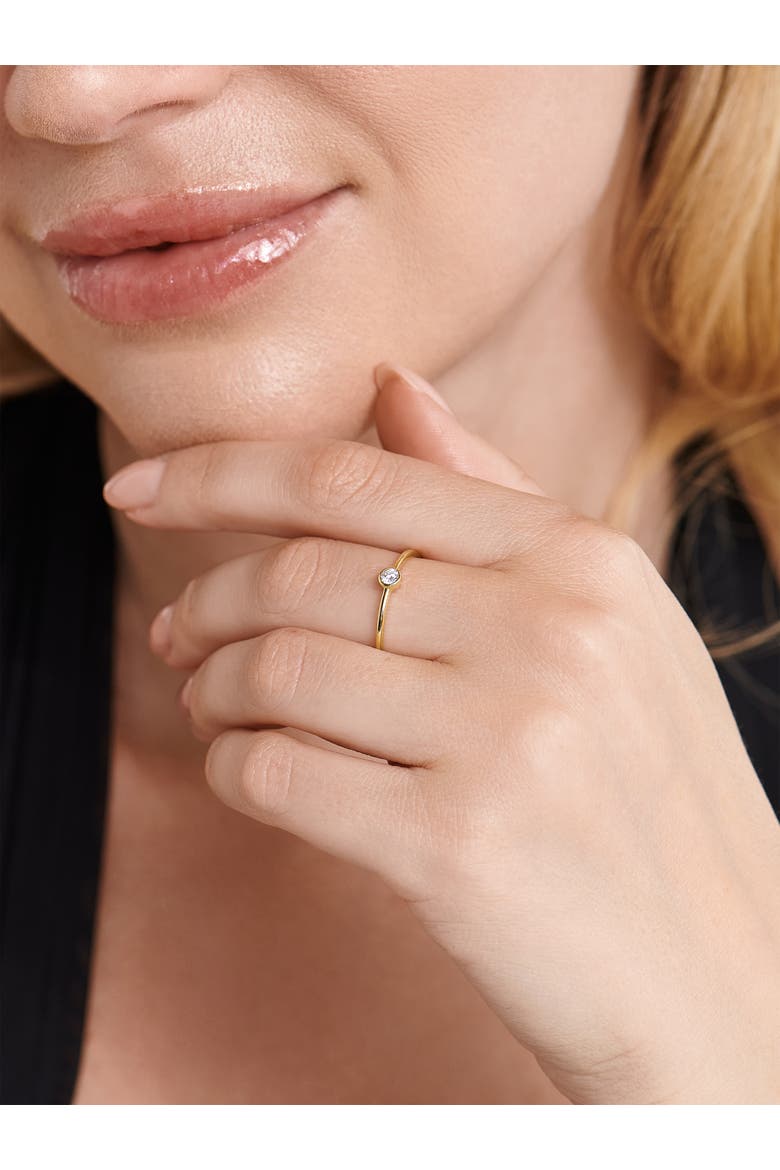 Round Bezel Lab Grown Diamond Solitaire Ring in 14K Gold, Alternate, color, Yellow Gold