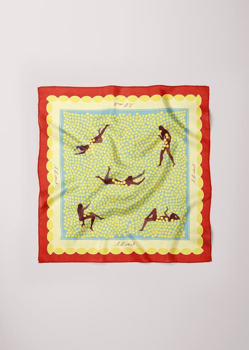 Alas Large Designer Printed Silk Scarf In Multi