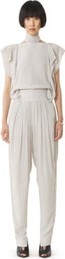 Lanvin White Frilled Top In Charmeuse