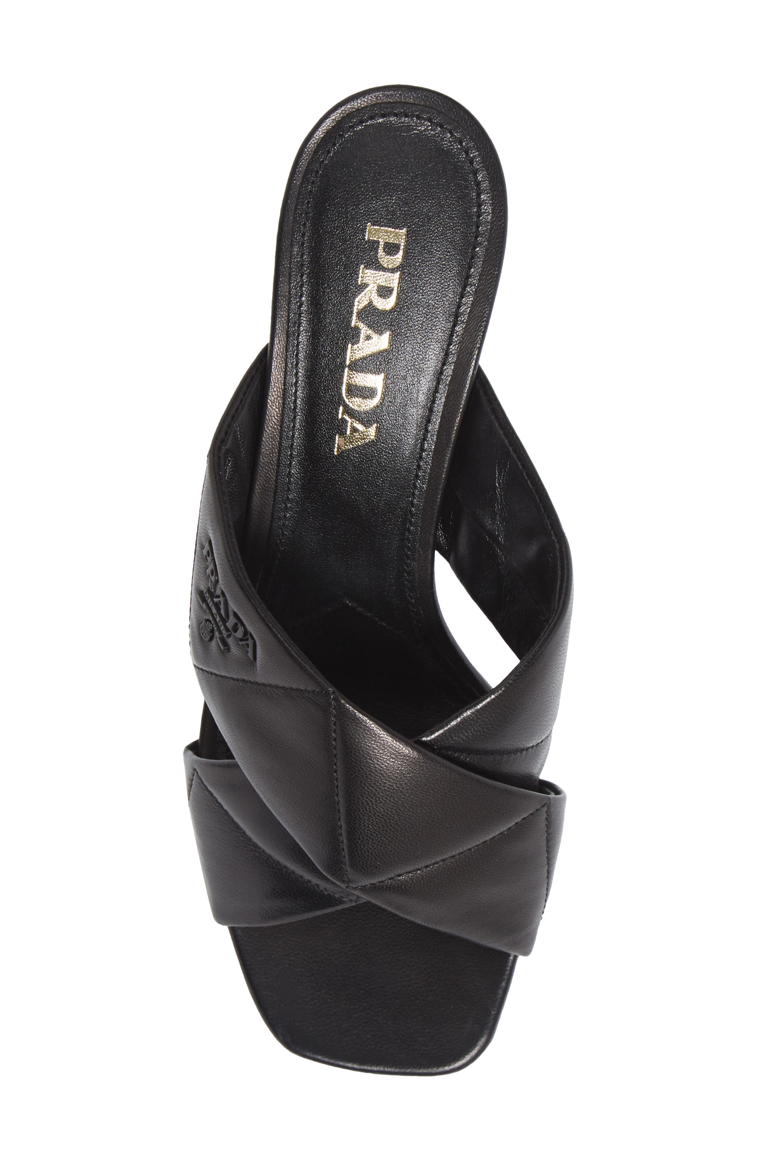 Prada Logo Matelassé Slide Sandal, Alternate, color, 