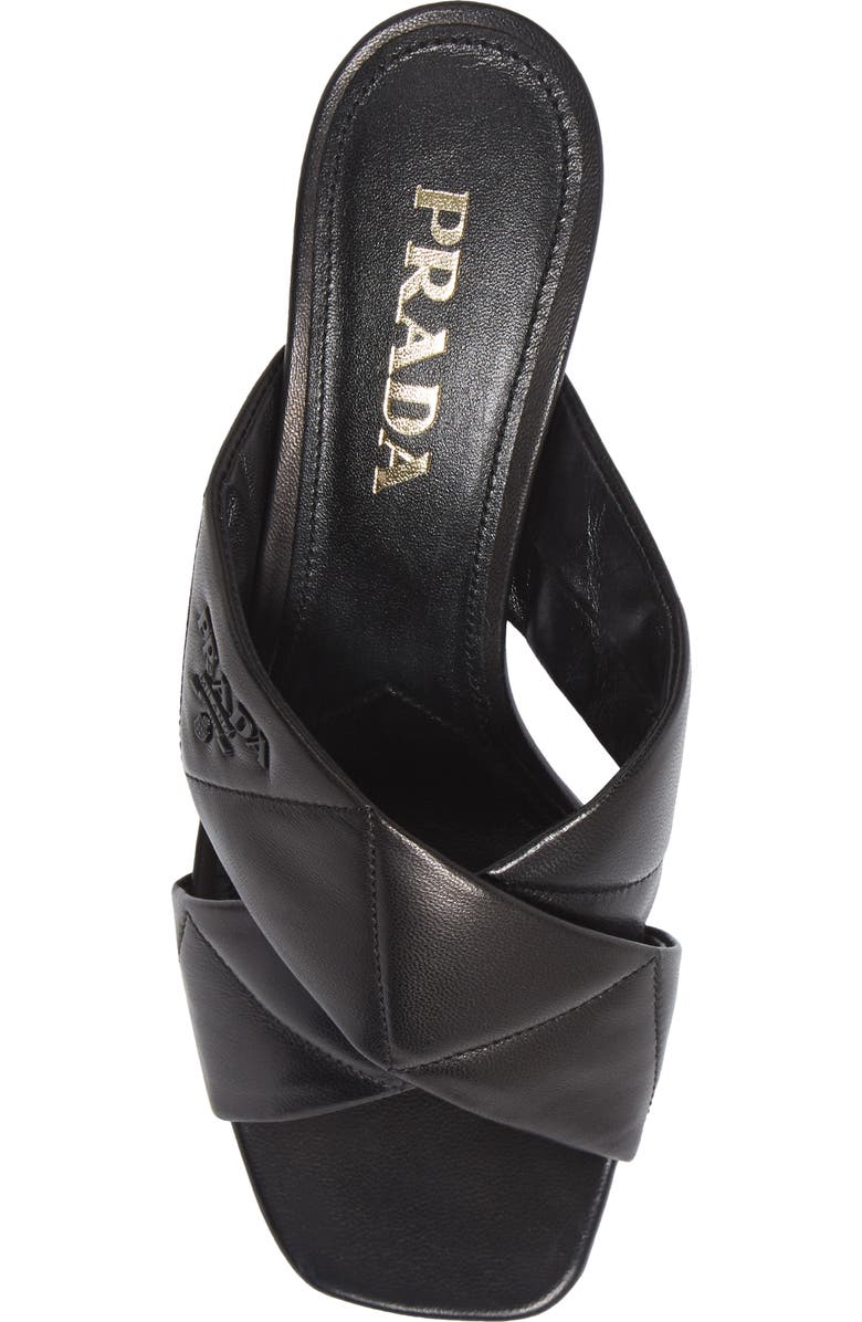 Prada Logo Matelassé Slide Sandal, Alternate, color,
