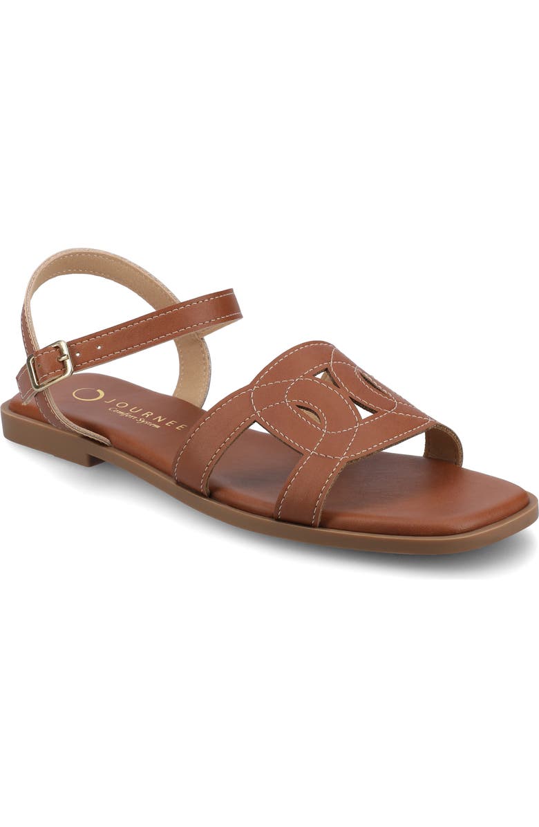 Journee Collection Bridey Sandal, Main, color, Cognac