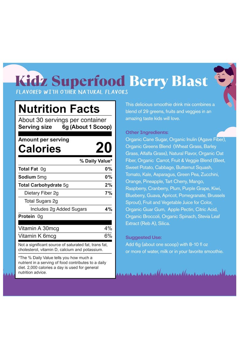 Kidz Superfood Powder Blend Berry Blast, Alternate, color, None