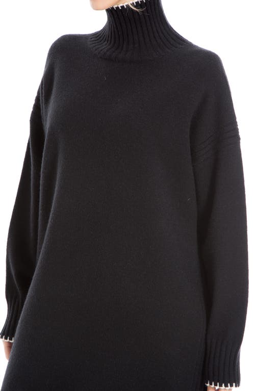 Max Studio Long Sleeve Turtleneck Dress In Black