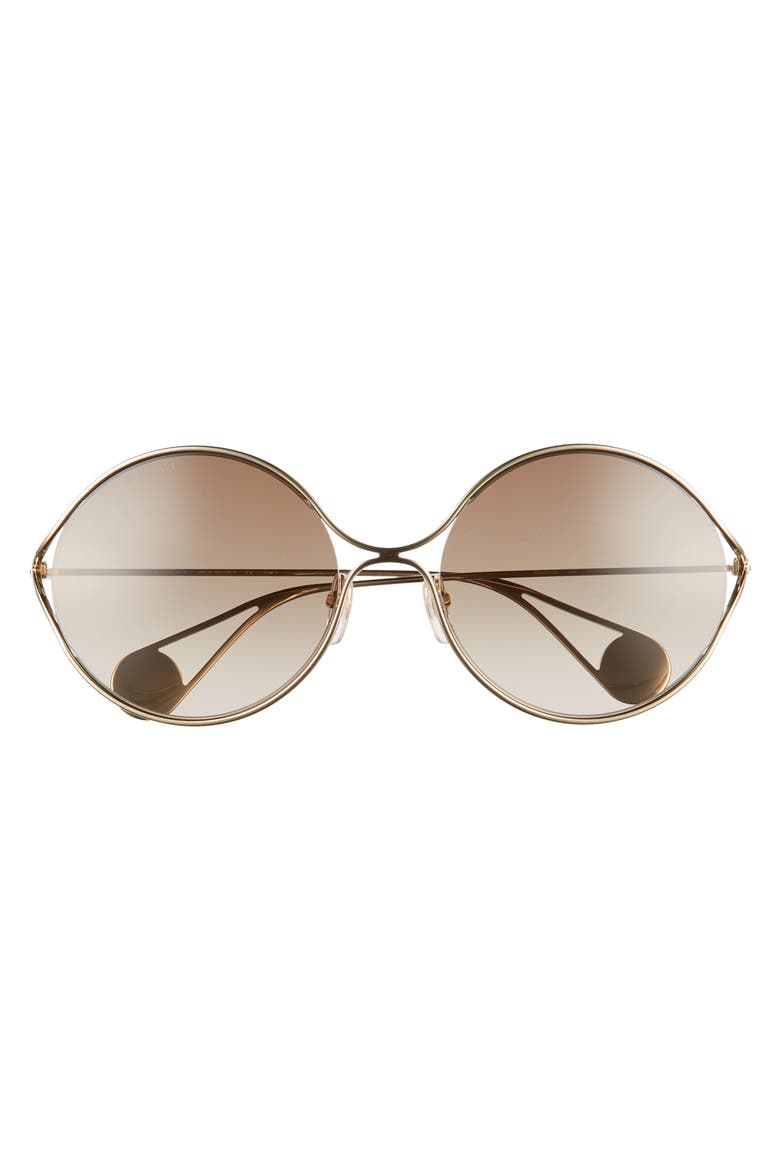 58mm Gradient Lens Round Sunglasses, Alternate, color, GOLD/ GRADIENT BROWN