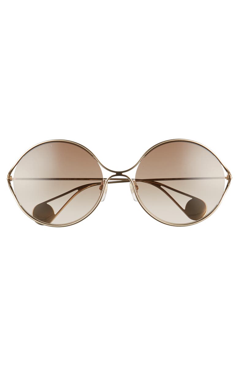 Gucci 58mm Gradient Lens Round Sunglasses, Alternate, color,