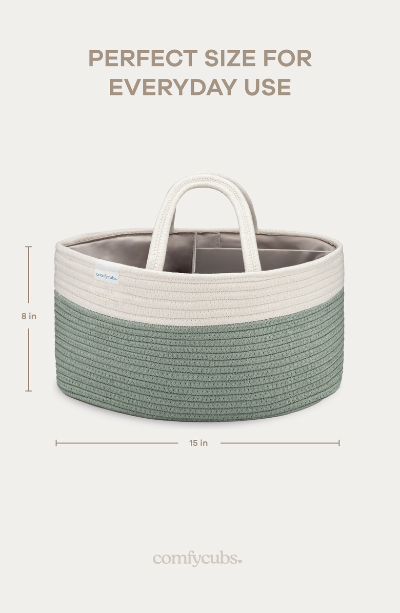 Comfy Cubs Rope Diaper Caddy, Alternate, color, Sage