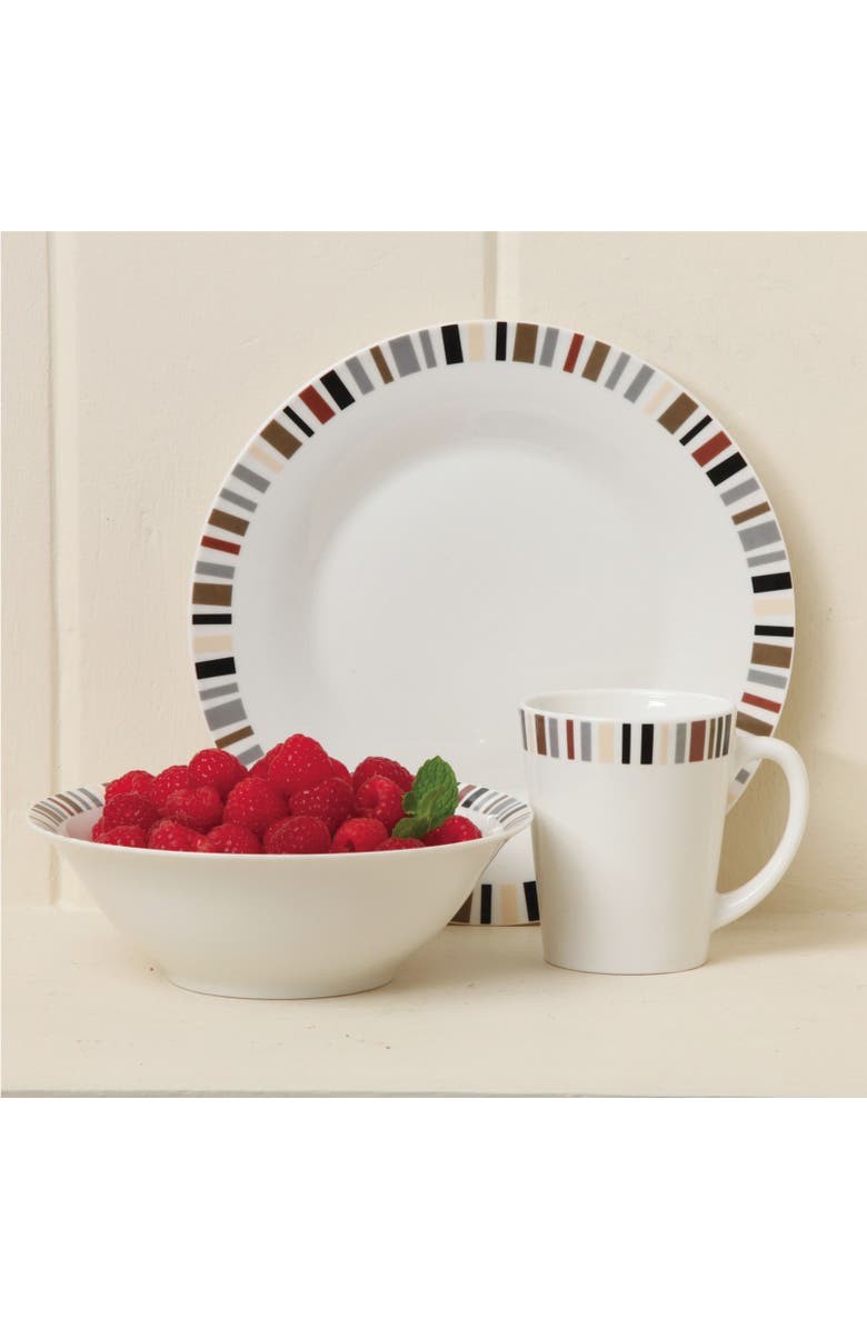 Gibson 12 Piece Lanvale Fine Ceramic Dinnerware Set For 4, Alternate, color, White