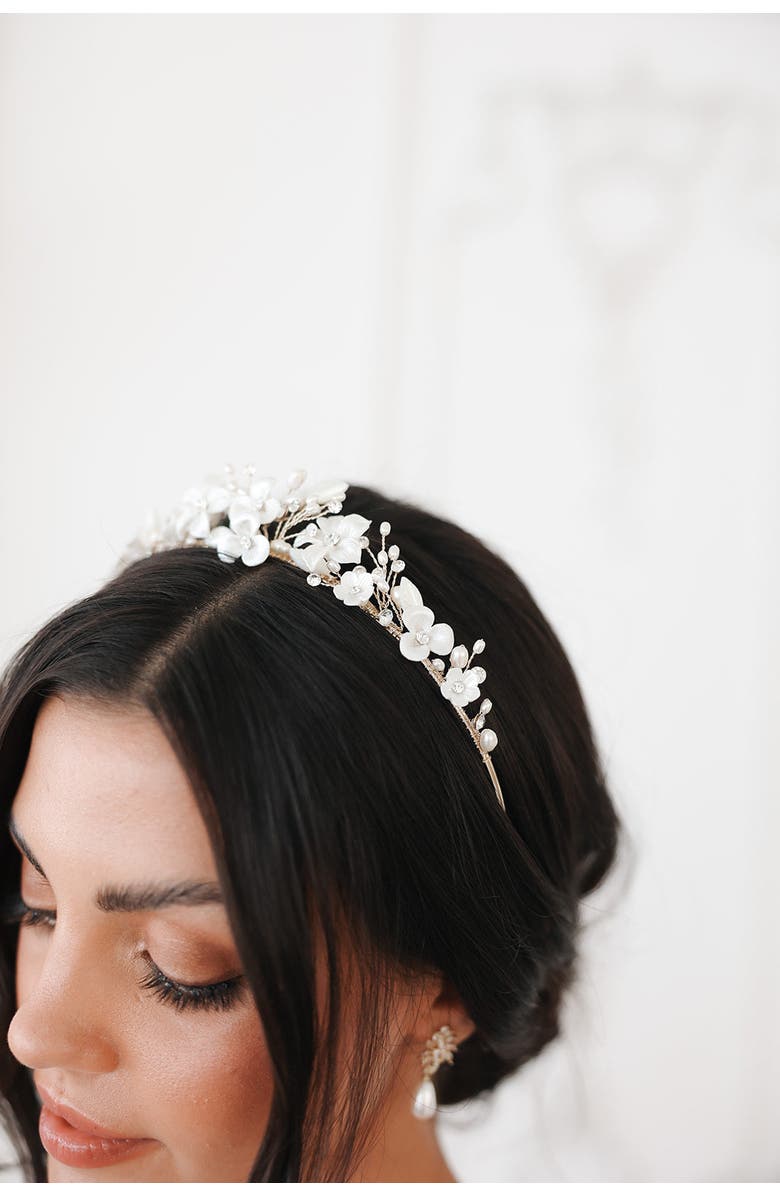 Untamed Petals Josephine Crystal Tiara, Main, color, Gold