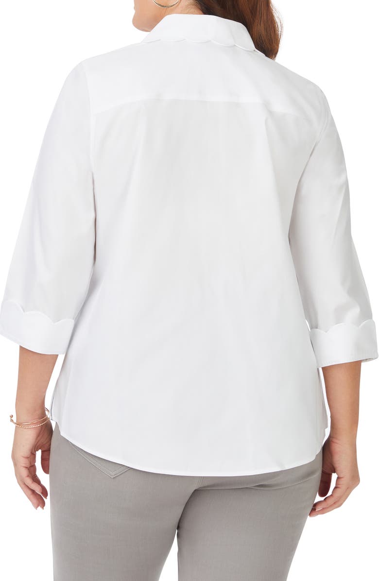 Foxcroft Gwen Three-Quarter Sleeve Cotton Button-Up Shirt, Alternate, color,