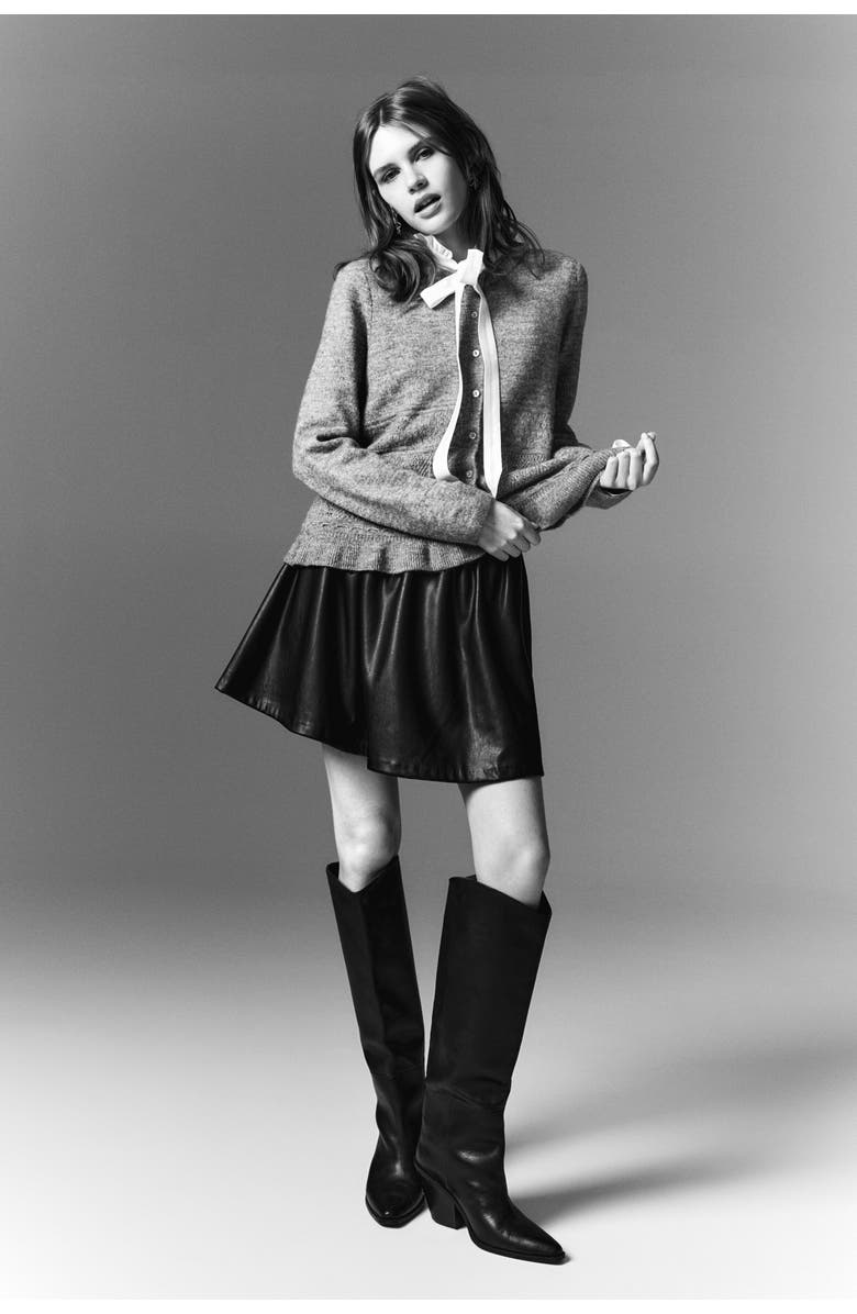 H&M Pointelle-knit Cardigan, Alternate, color, Gray Melange