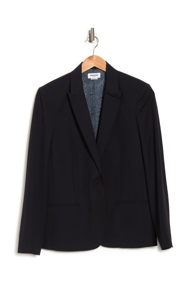 Zadig & Voltaire Vedy Strass Love Wool Blazer, Alternate, color,