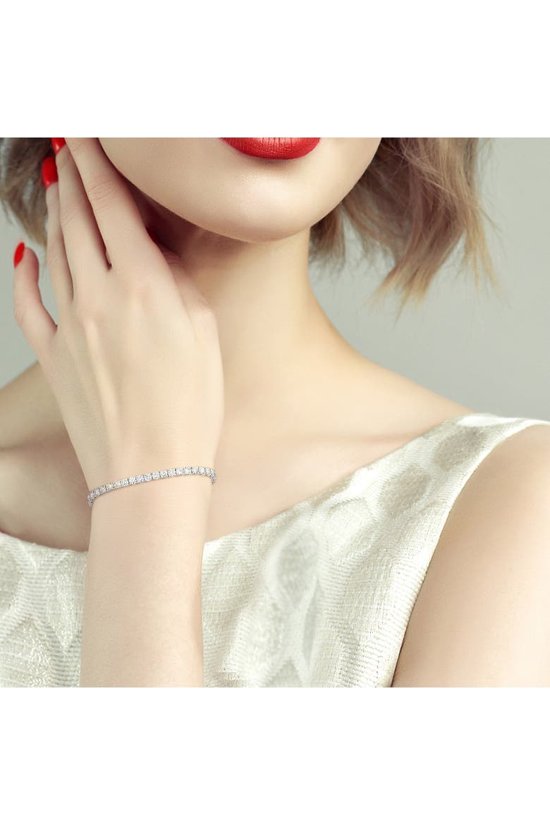 Moissanite Tennis Bracelet, Alternate, color, Sterling Silver