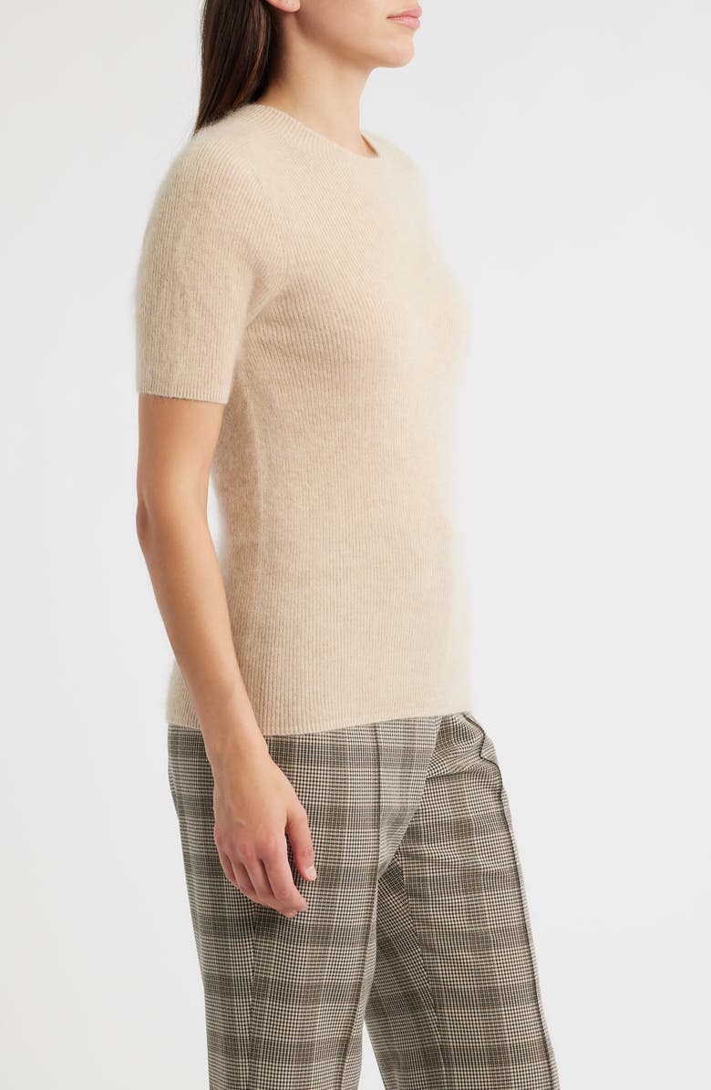 Elie Tahari The Yelena Short Sleeve Cashmere Sweater, Alternate, color, Spun Beige