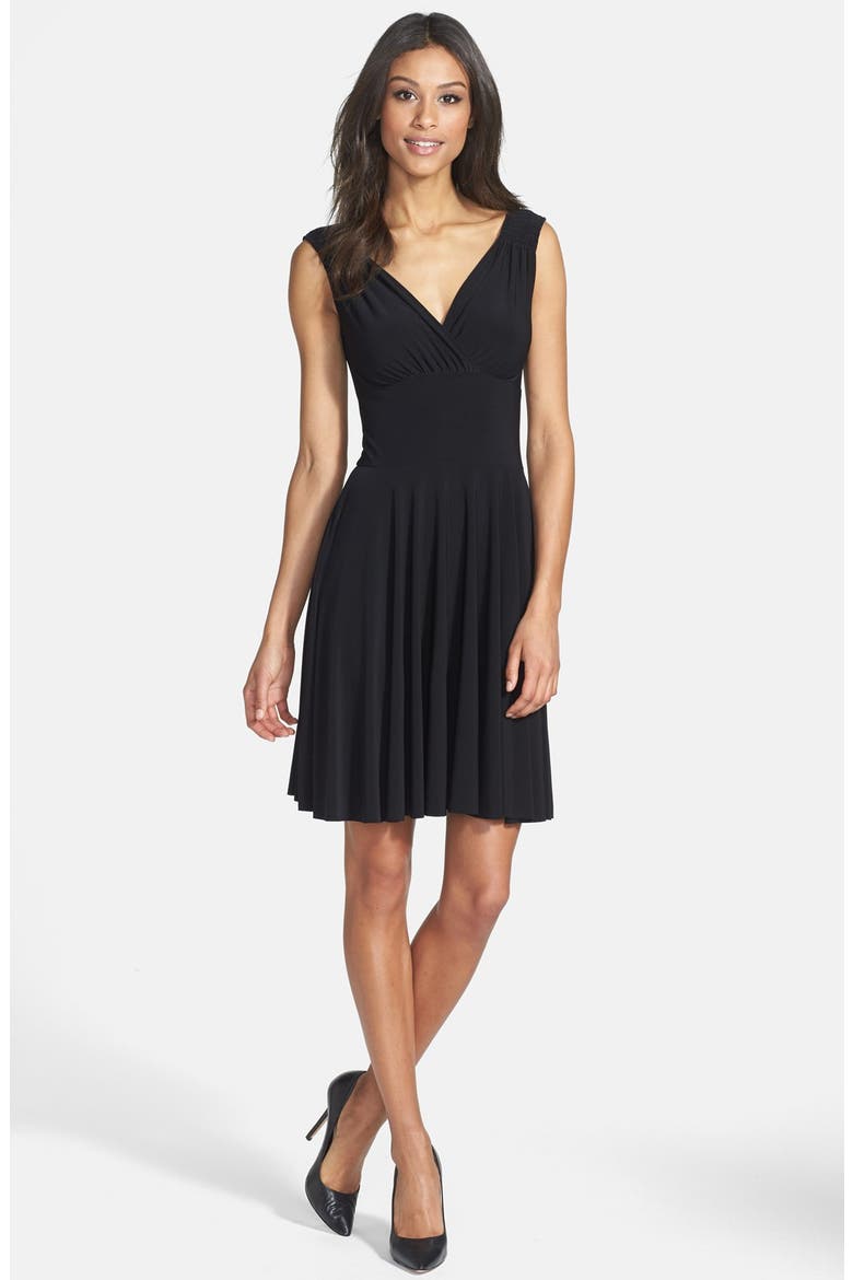 'Tara' Jersey Fit & Flare Dress, Alternate, color, BLACK