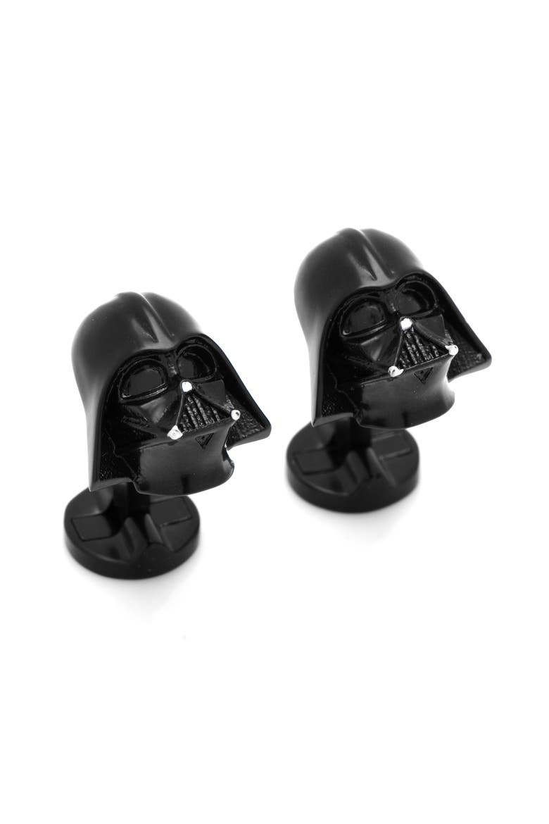 3D Darth Vader Cuff Links & Shirt Studs Set, Alternate, color, BLACK
