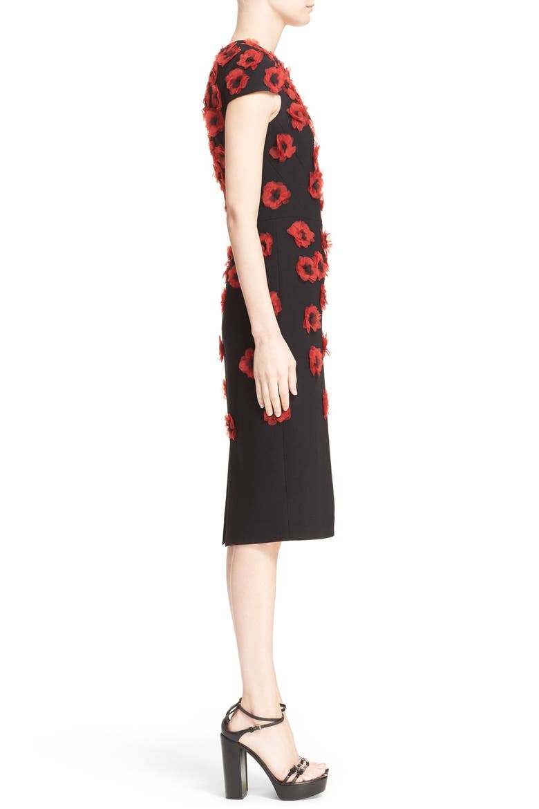 'Crimson Poppy' Floral Embellished Sheath Dress, Alternate, color, BLACK