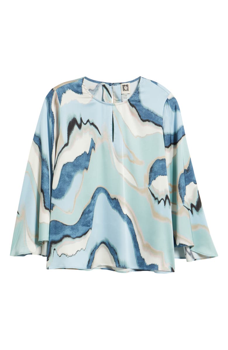 Anne Klein Abstract Print Keyhole Front Angel Sleeve Top, Alternate, color, 