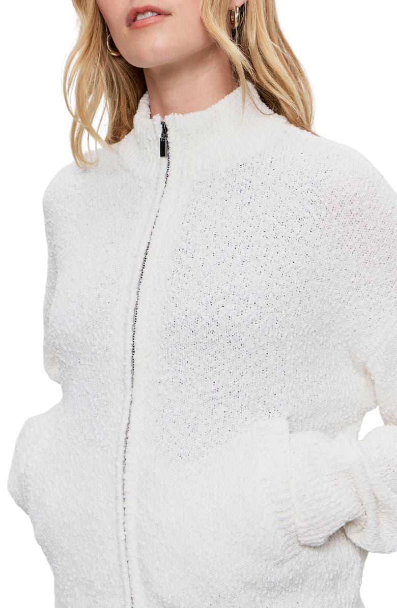 Sanctuary Bouclé Knit Bomber Jacket, Alternate, color, Chalk