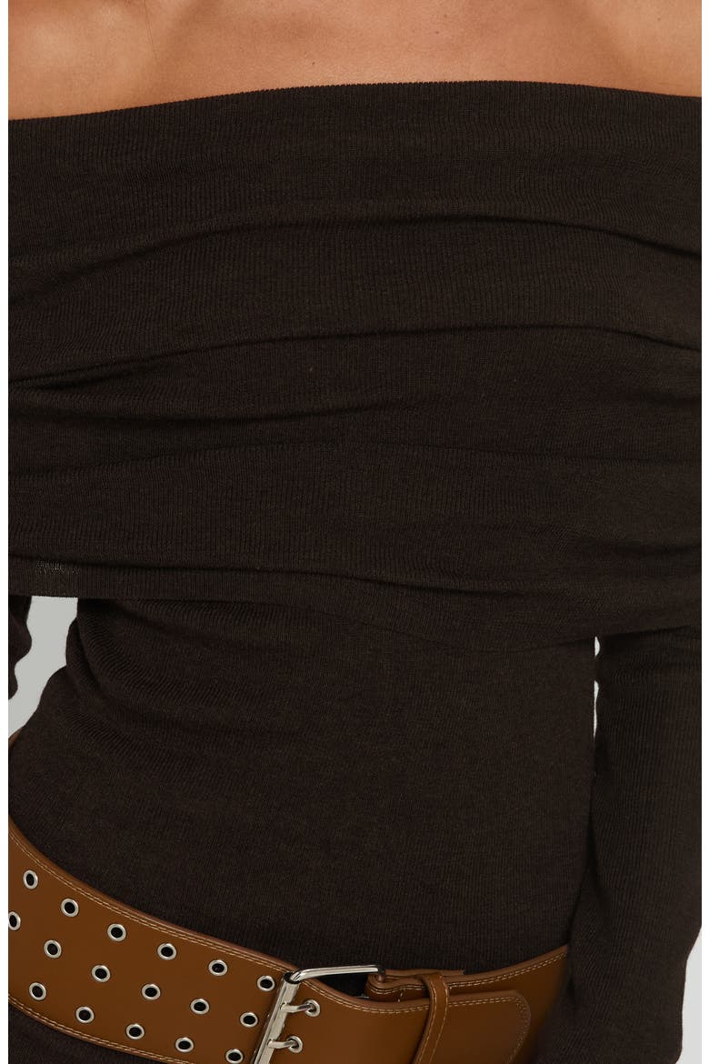 Florrie Off the Shoulder Foldover Top, Alternate, color, CHOCOLATE