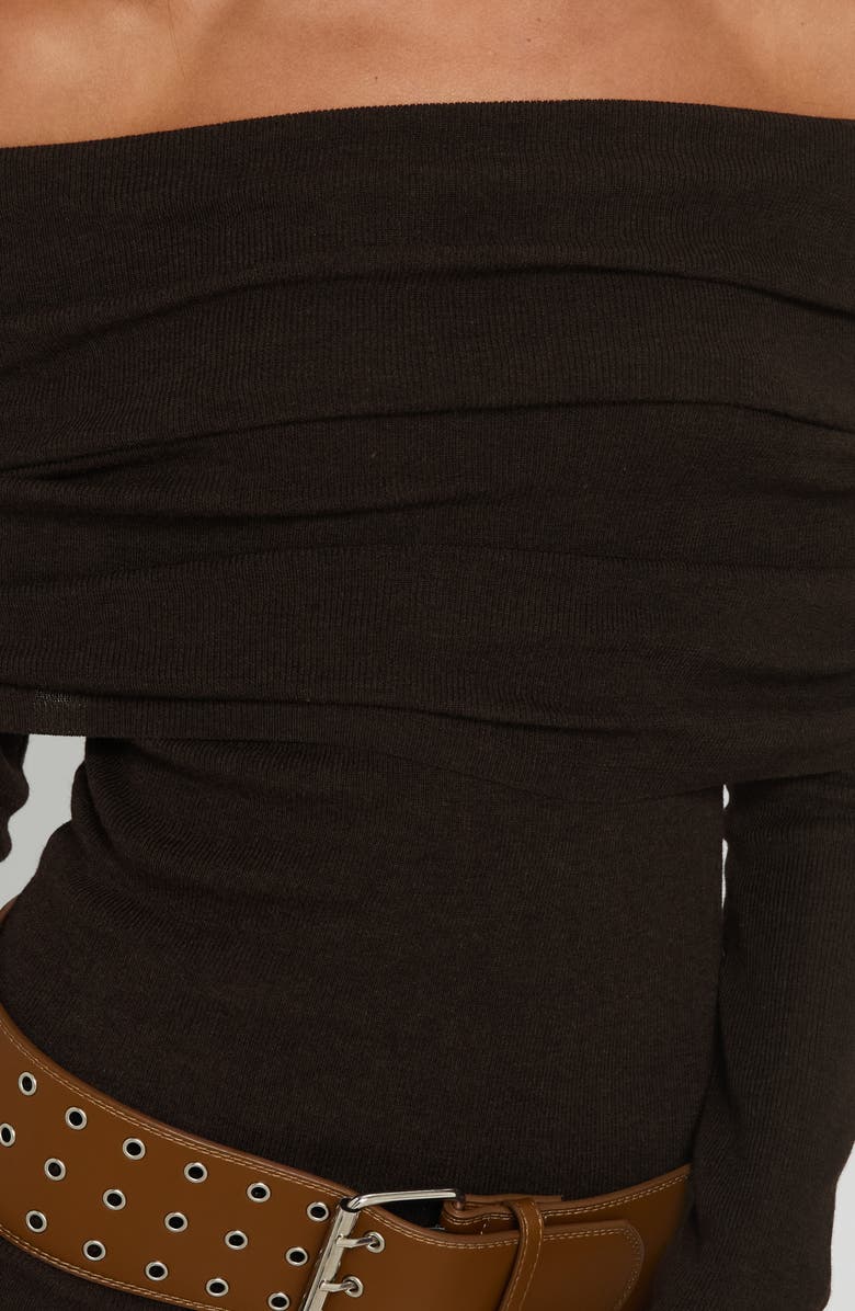 Princess Polly Florrie Off the Shoulder Foldover Top, Alternate, color, Chocolate