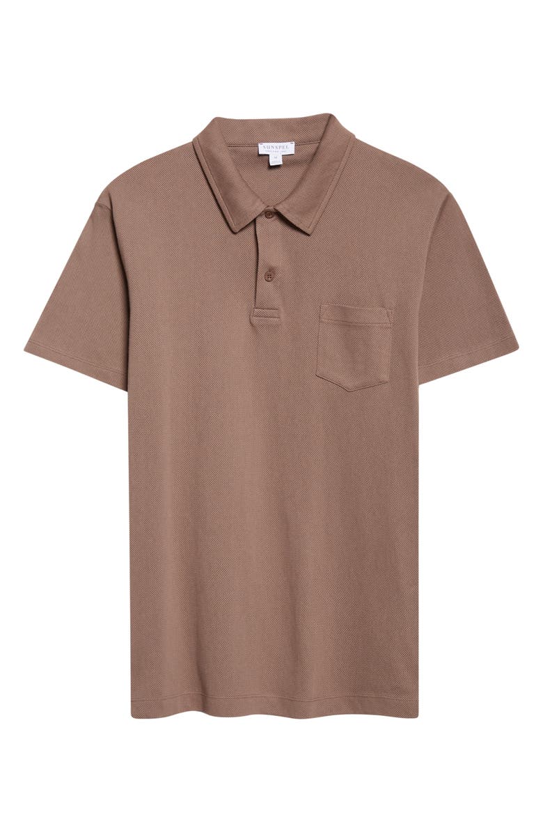 Sunspel Riviera Cotton Piqué Polo, Alternate, color, Dark Cedar