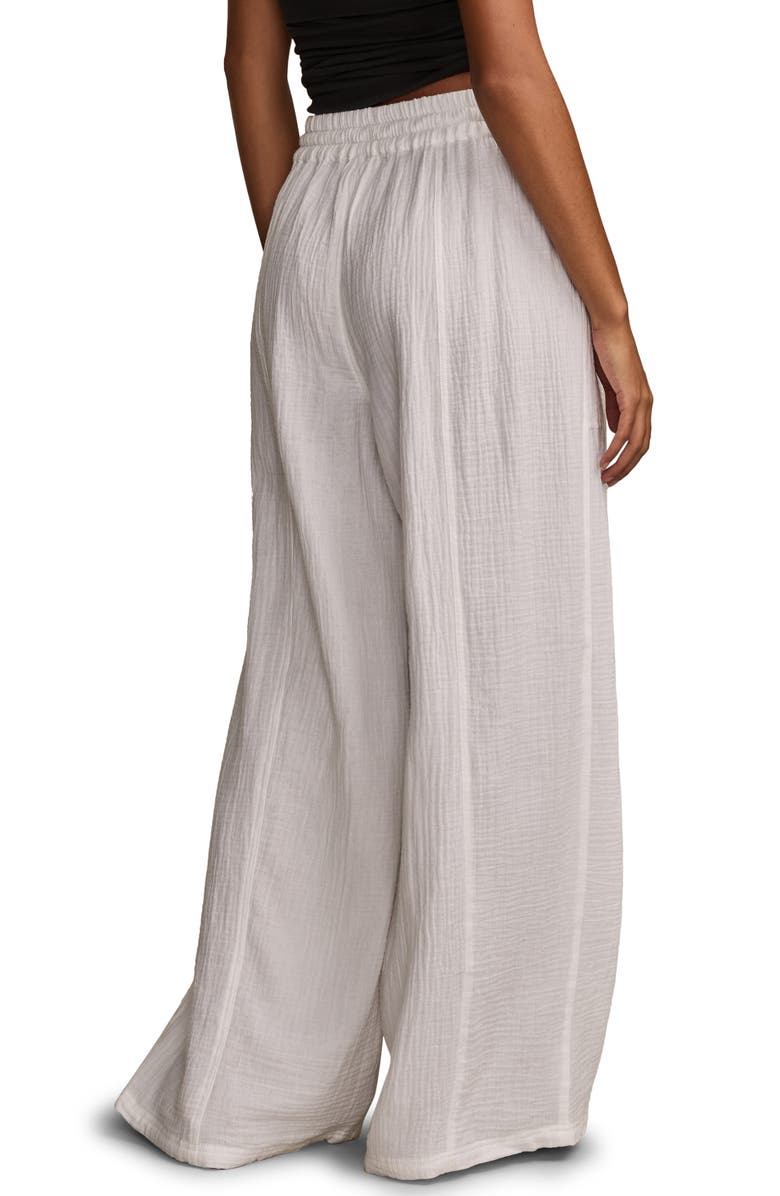 Lucky Brand Beachy Cotton Gauze Wide Leg Pants, Alternate, color, Bright White