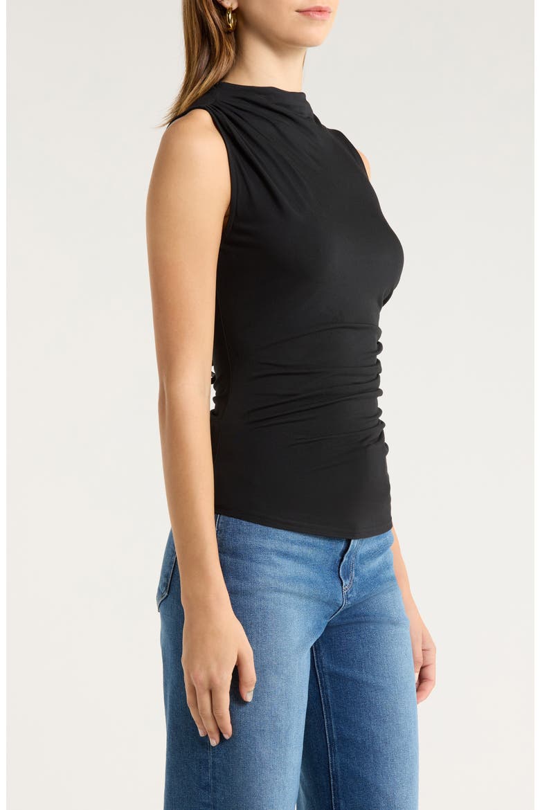 Christen Ruched Sleeveless Top, Alternate, color, BLACK