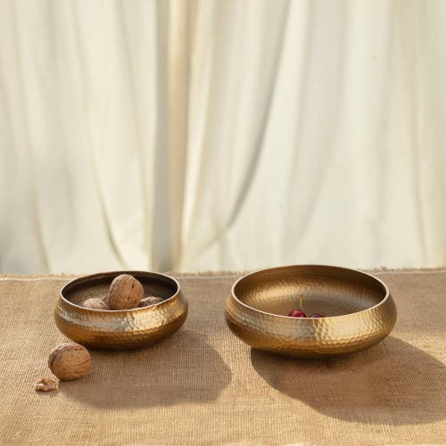 The Collective Snack Bowls Assorted Set Of 2 In Antique Brass