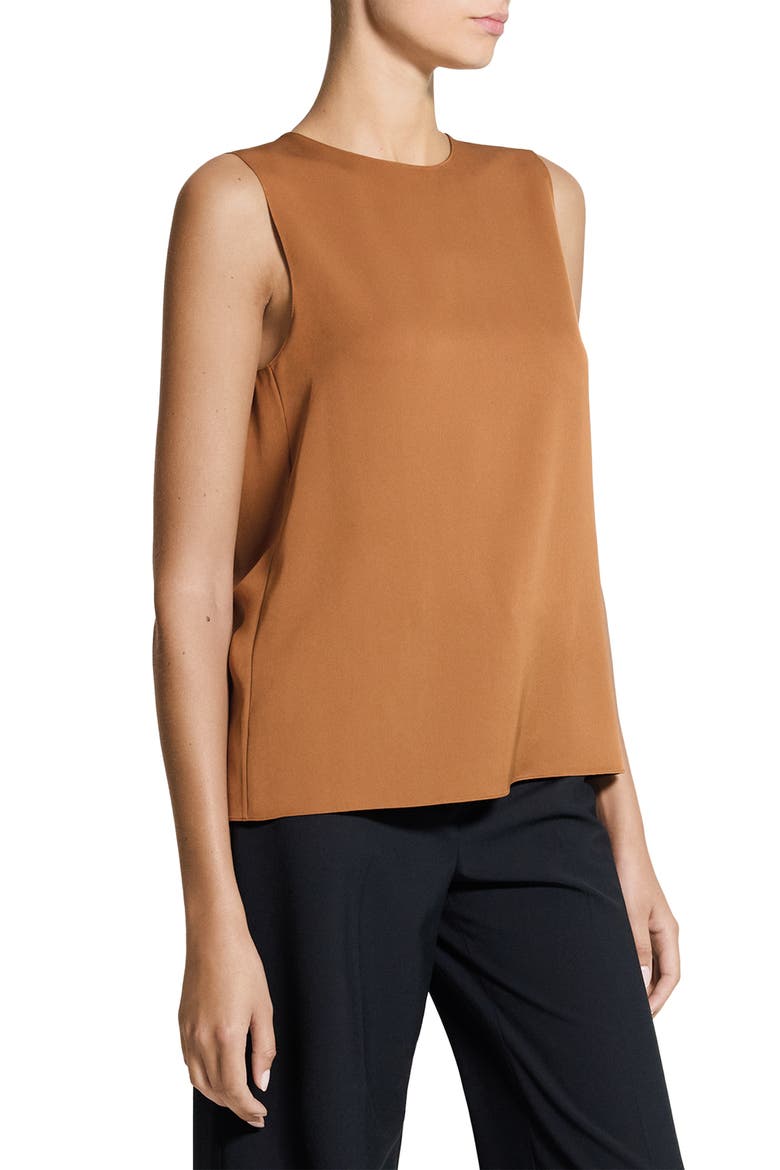 Sleeveless Silk Blouse, Alternate, color, BRIGHT COGNAC