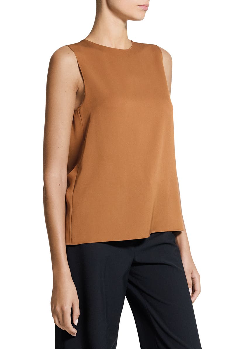 Theory Sleeveless Silk Blouse, Alternate, color, Bright Cognac