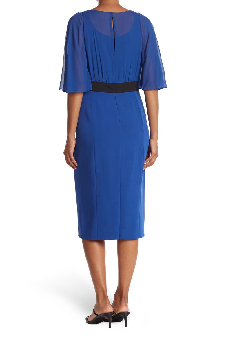 Overlay Bodice Silk Blend Sheath Dress, Alternate, color, 172-ATLANTIC